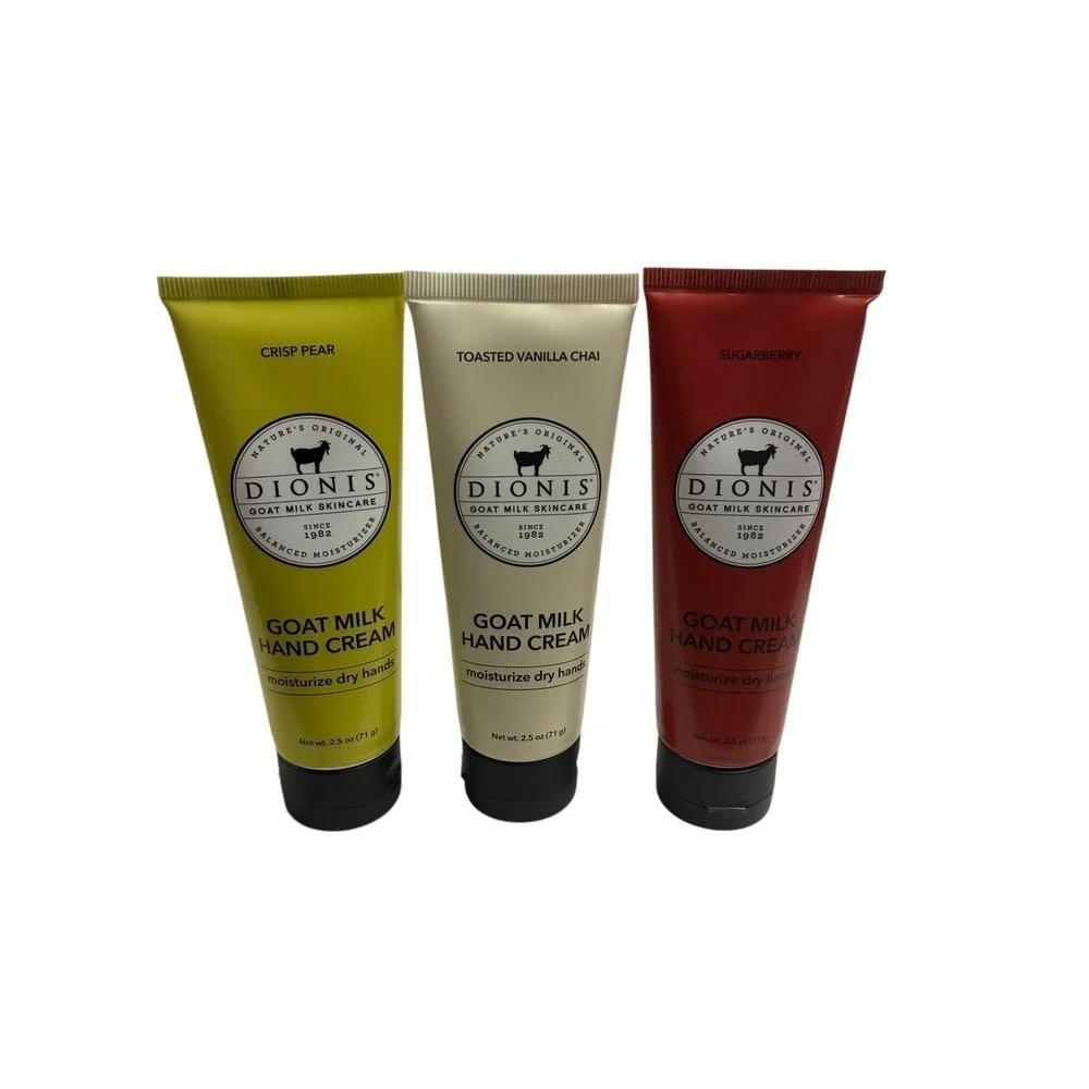 Dionis Goat Milk Hand Cream Set‎ of 3 Crisp Pear Vanilla Chai Sugarberry 2.5oz